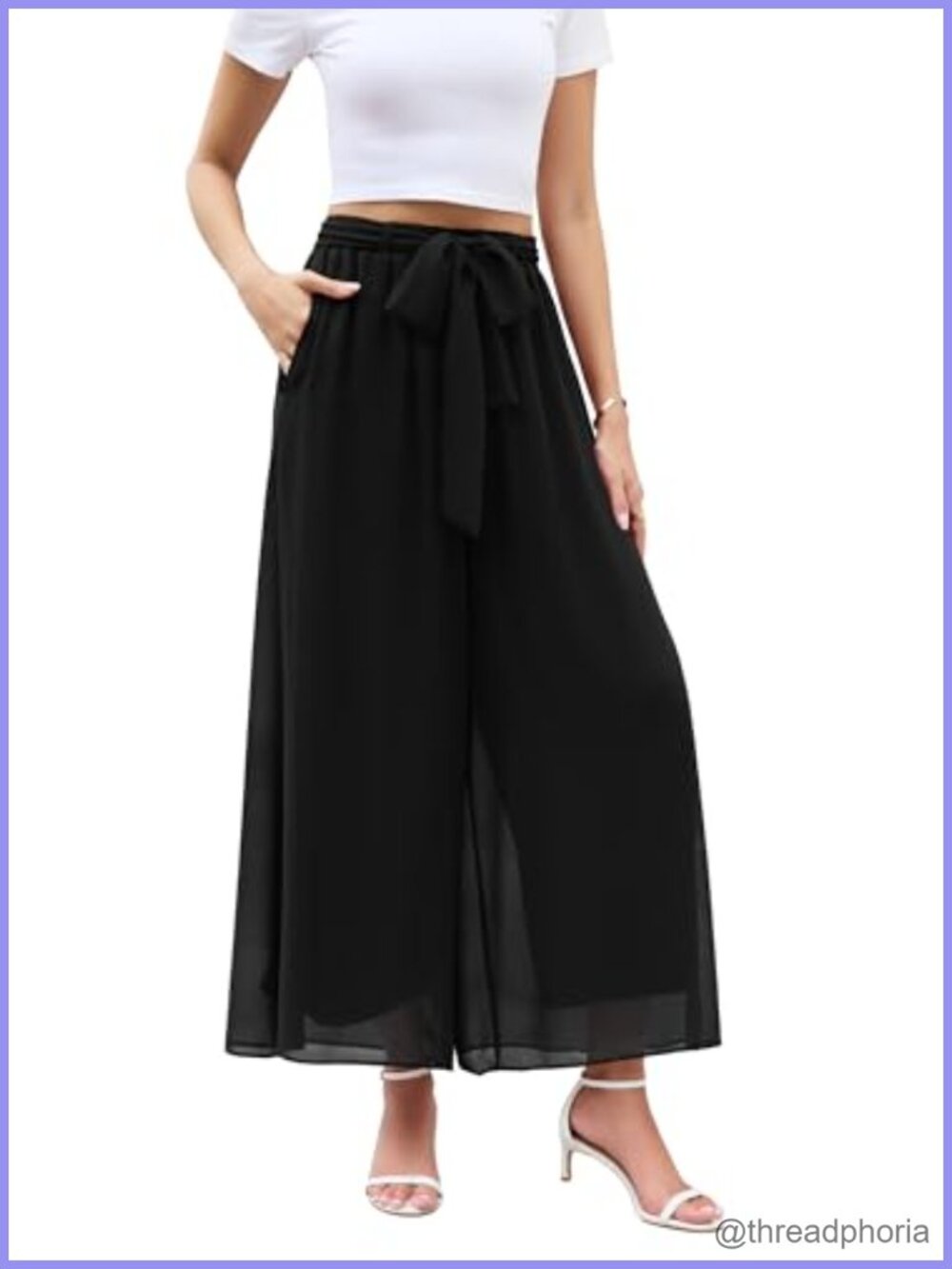 Wide Leg Chiffon Dress Pants Elastic High Waist Palazzo Trousers